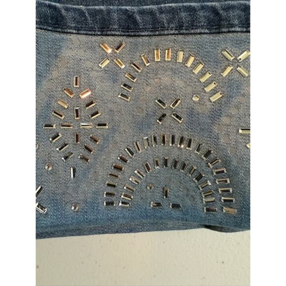 Catherines Women's Plus Size 20W Shimmer Cuff Jeweled Capris Jeans - Picture 4 of 4